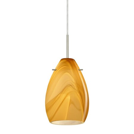 Besa Lighting Besa Pera 6 Pendant Satin Nickel Honey 1x50W Candelabra 1BT-1713HN-SN